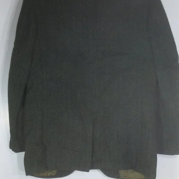 Perth Ltd Jacket Green Vintage Scottish Wool Harris Tweed Lined Blazer Size 42R